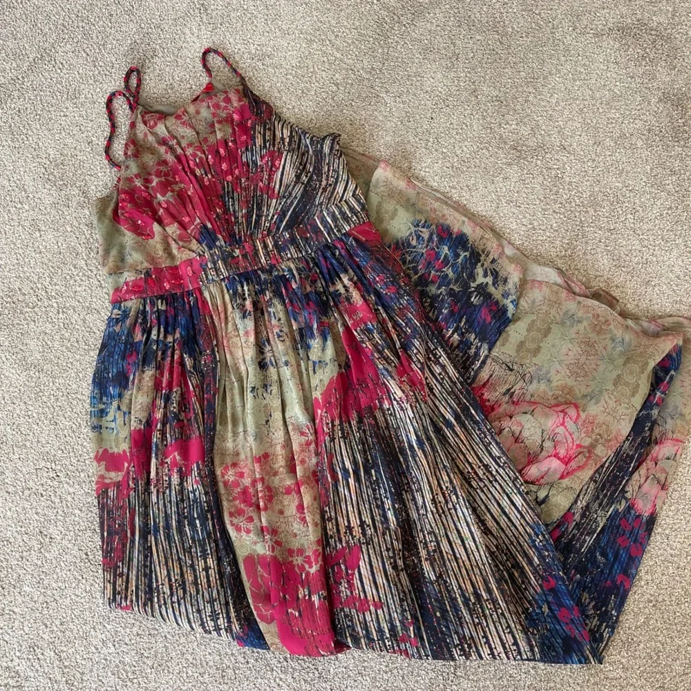 Anthropologie Bhanuni by Jyoti Abstracted Floral Maxi Dress M Sequin Details - Picture 5 of 10